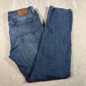 Mavi Zach Straight Leg Blue Jeans Mens 35 X 33 Stretch Denim Whiskered